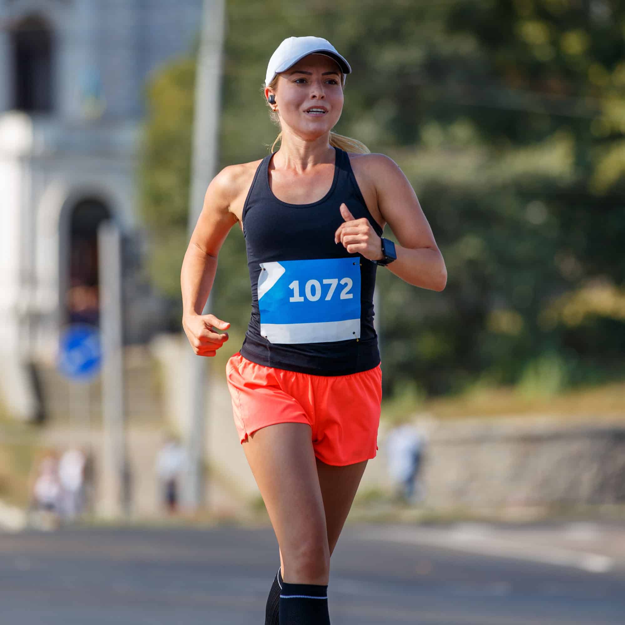 Woman running marathon